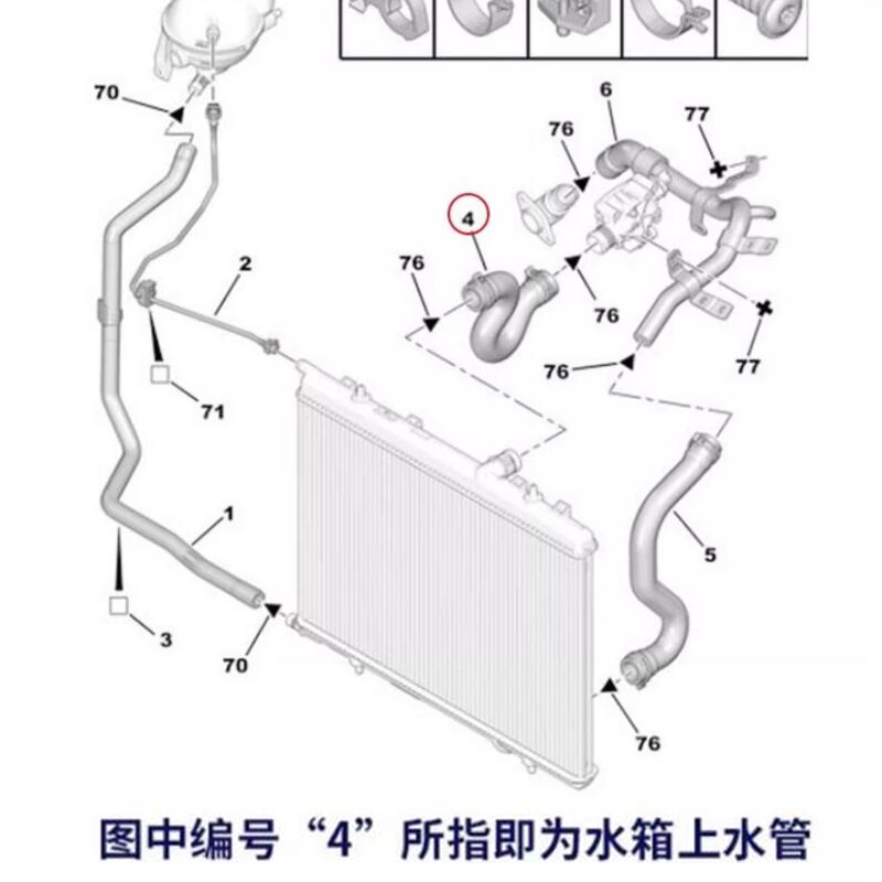 适配标致206 307 408世嘉C2上水管308水箱进水管207节温器出水管 - 图3