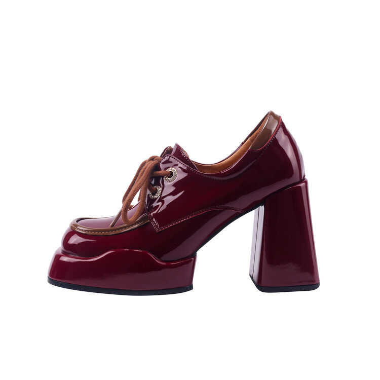 2023年新款厚底系带深口单鞋女真皮方头防水台粗跟高跟大头小皮鞋,淘宝优惠券,粉丝福利购,淘宝优惠卷