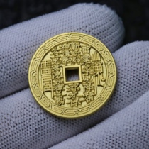 26mm pure gold 999 foot Golden Mountain Ghosts pay money back to the word grain ancient method handmade gold coin pendants Tianyi Baquan Original