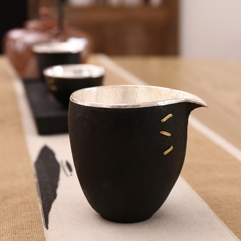 铁包银公道杯纯手工高端茶道分茶器精铁包纯银茶海复古手抓分杯器,淘宝优惠券,粉丝福利购,淘宝优惠卷