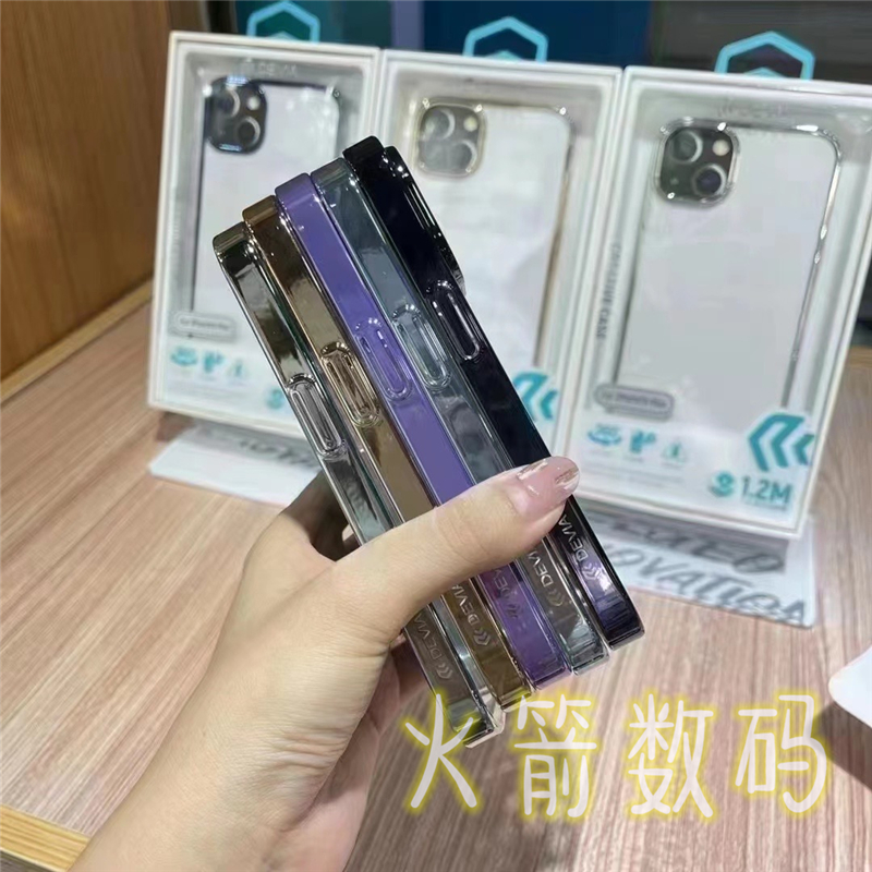 devia迪沃苹果14pro max透明手机壳适用iPhone13简约全包电镀硬壳-图0