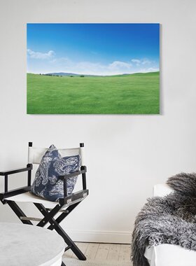 清新自然天空草原治愈风景房间卧室客厅背景墙帆布无框画装饰挂画