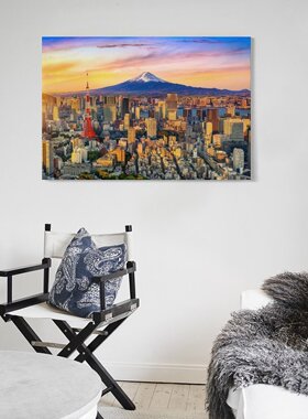 富士山fuji樱花河口湖东京日本卧室房间背景墙帆布无框画装饰挂画