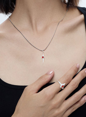 时空指针ROGIC量子默契小众高级镶嵌红玛瑙吊坠925银手工情侣项链