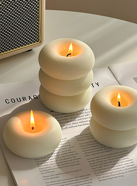 白色香薰蜡烛桌面摆件婚庆酒店西餐厅餐桌家用烛光晚餐氛围感装饰