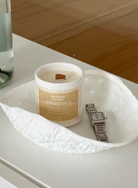 香薰托盘陶瓷贝壳白色韩系拍照道具餐盘杂物收纳玄关桌面装饰摆件