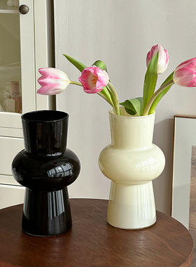 中古玻璃花瓶客厅插花水培复古高级感家居餐桌摆件网红设计感装饰