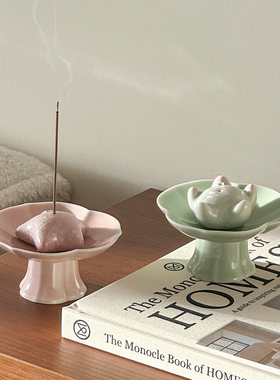 香托香座陶瓷高脚盘香插创意客厅玄关桌面摆件装饰品精致摆台家用