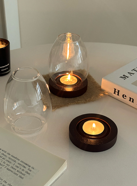 玻璃装饰摆件复古客厅餐桌烛台