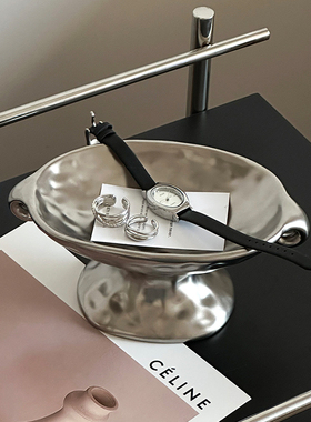 侘寂风陶瓷托盘高级感拍照道具香薰托盘玄关杂物收纳浴室首饰项链