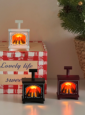 复古壁炉蜡烛灯娃娃屋仿真火焰装饰氛围灯创意小夜灯圣诞装饰品