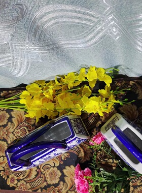 景德镇陶瓷青花瓷手提包装饰插花家居客厅摆件玄关钥匙收纳