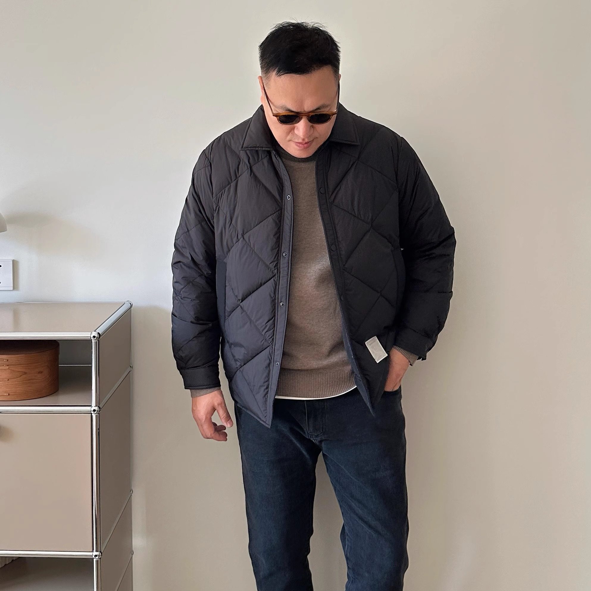 DAEVU大码男装冬季轻薄菱形格衬衫款加肥加大男士翻领羽绒服外套,淘宝优惠券,粉丝福利购,淘宝优惠卷