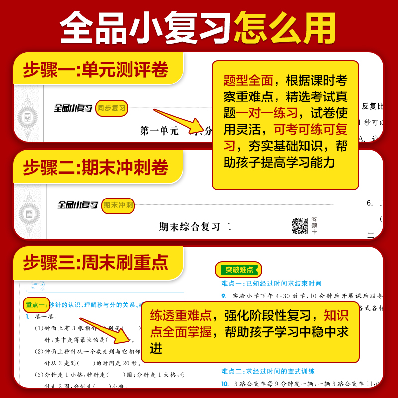 全品小复习一二年级三四五六年级上册下册语文数学英语人教版北师大苏教版试卷测试卷全套小学同步练习册课后复习单元期中期训练题 - 图0