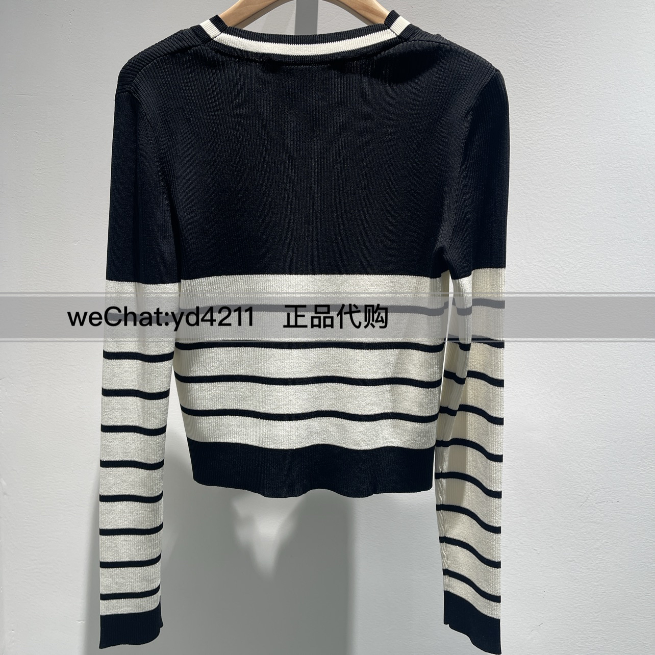 ME FOREVER/真我永恒黑白撞色条纹v领单针织开衫2413B64166吊899 - 图0