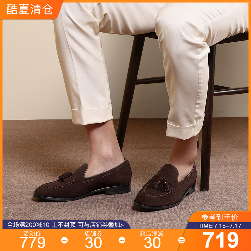 ThomWills威世手工樂福鞋男夏季真皮流蘇loafer英倫懶人休閒皮鞋