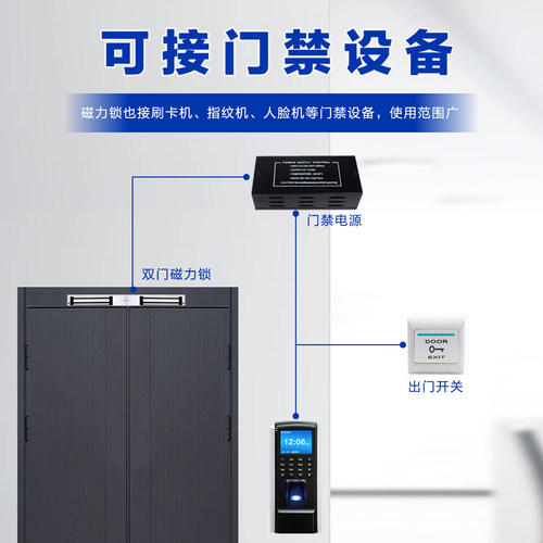 280kg双门磁力锁 电磁锁 门禁电锁 连体磁力锁 带信号反馈磁力锁 - 图0