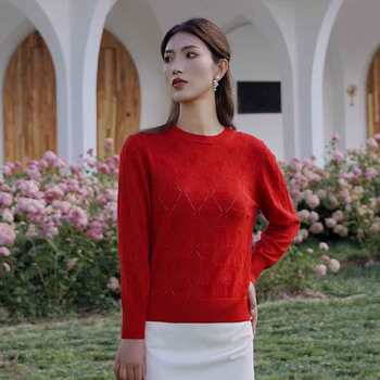 Baodilaisi Brand Tencel Sweater ຜູ້ຍິງ 2024 Spring Round Neck Loose Long Sleeve Sweater Jacquard Sweater