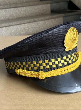 夏季透气网眼保安帽子男黑色帽子