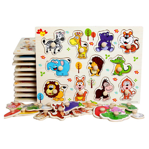 早教拼图儿童益智玩具拼板幼儿宝宝木丁嵌板1-3岁认知配对手抓板 - 图2