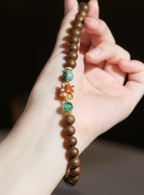 人参合香珠水草玛瑙南红玛瑙手链串珠女中草文玩手串首饰