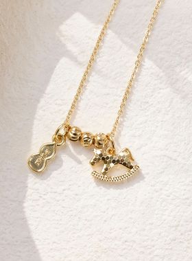 碎碎冰小马吉祥葫芦项链配饰女轻奢感马年本命年毛衣链