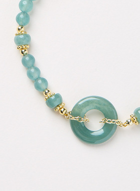 蓝水翡翠平安扣手链串珠女好运手饰手串首饰饰品生日礼物工厂