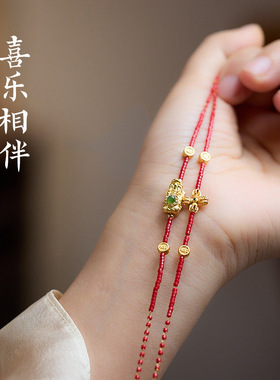 2026马年金刚杵手链女新中式国风高颜值手绳红色本命年琉璃手链