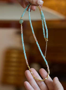 一万种搭配新中式国风海盐汽水项链切面复古天河石多宝新中式项链