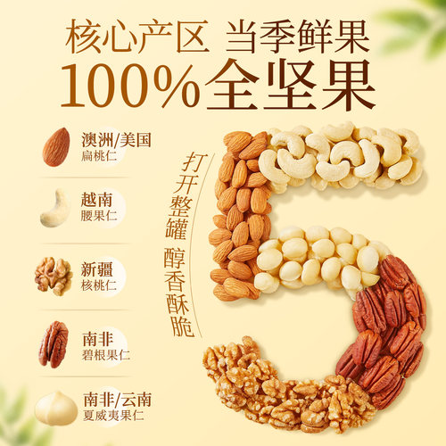 良品铺子罐装每日坚果500g混合坚果纯坚果干果开心果核桃健康零食 - 图2
