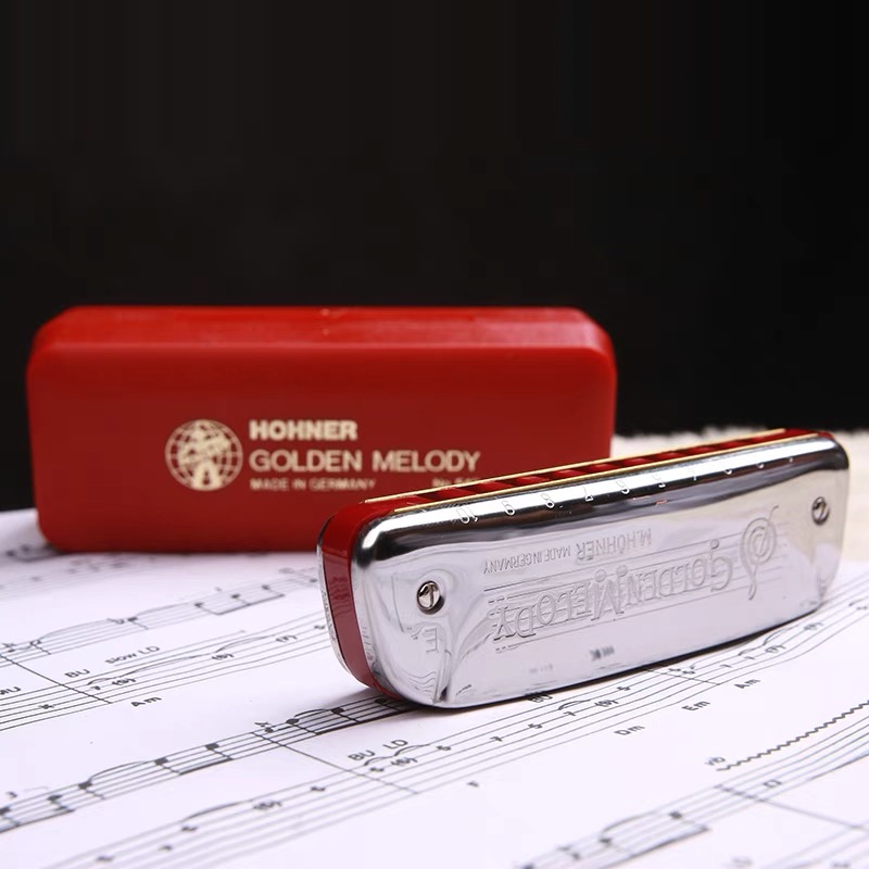 德国HOHNER Golden Melody 10十孔布鲁斯口琴GM蓝调初学超吹款 - 图1