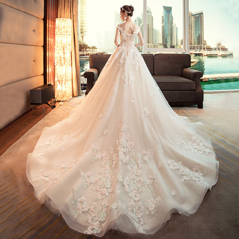 齐地2020新款韩式v领结婚星空婚纱 花嫁物语婚纱