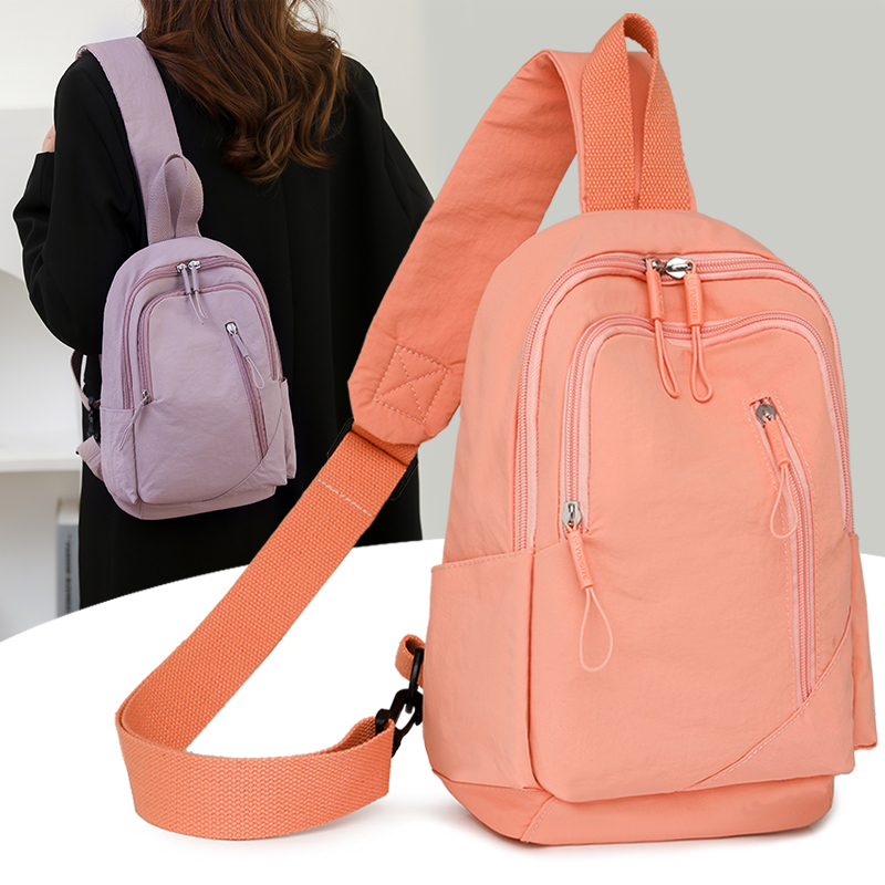 女士胸包简约百搭牛津布包轻便休闲多隔层女包日常小包单斜挎背包 - 图2