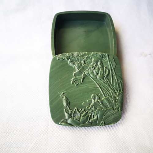 砚台 松花砚 正宗老坑松花砚 墨海 笔掭 抄经 松花石砚 大石盒砚 - 图3