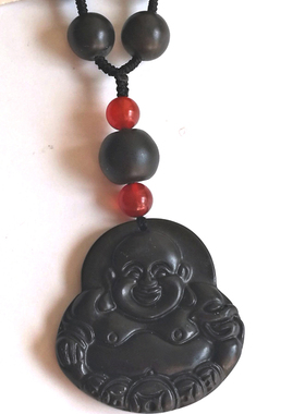 托玛琳砭石梳子十字架笑佛项链