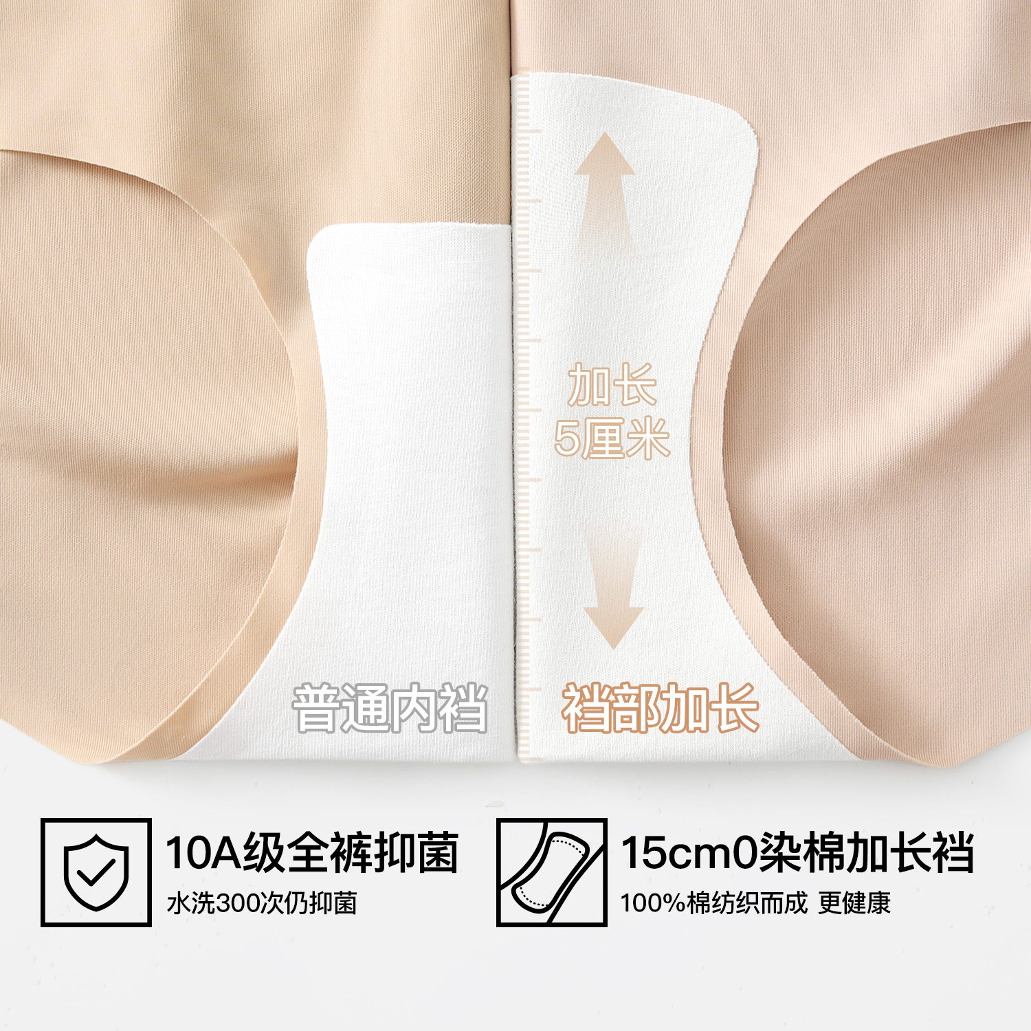 粉底液无痕内裤女不夹臀10A抑菌纯棉加长裆运动薄款隐形肤三角裤 - 图1