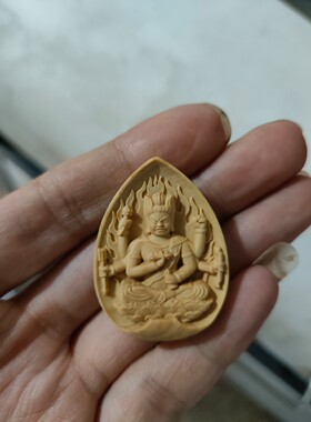 乐清黄杨木雕刻爱染明王佛像檀香木印度小叶紫檀木掌心盒工艺品店