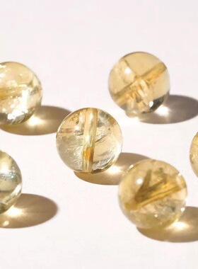 天然水晶散珠黄阿塞水晶散珠女士单珠圆珠diy手工配件大珠径14mm