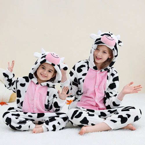 MICHLEY中大童秋冬睡衣服儿童连体衣法兰绒彩虹表演爬服居家优质 - 图2