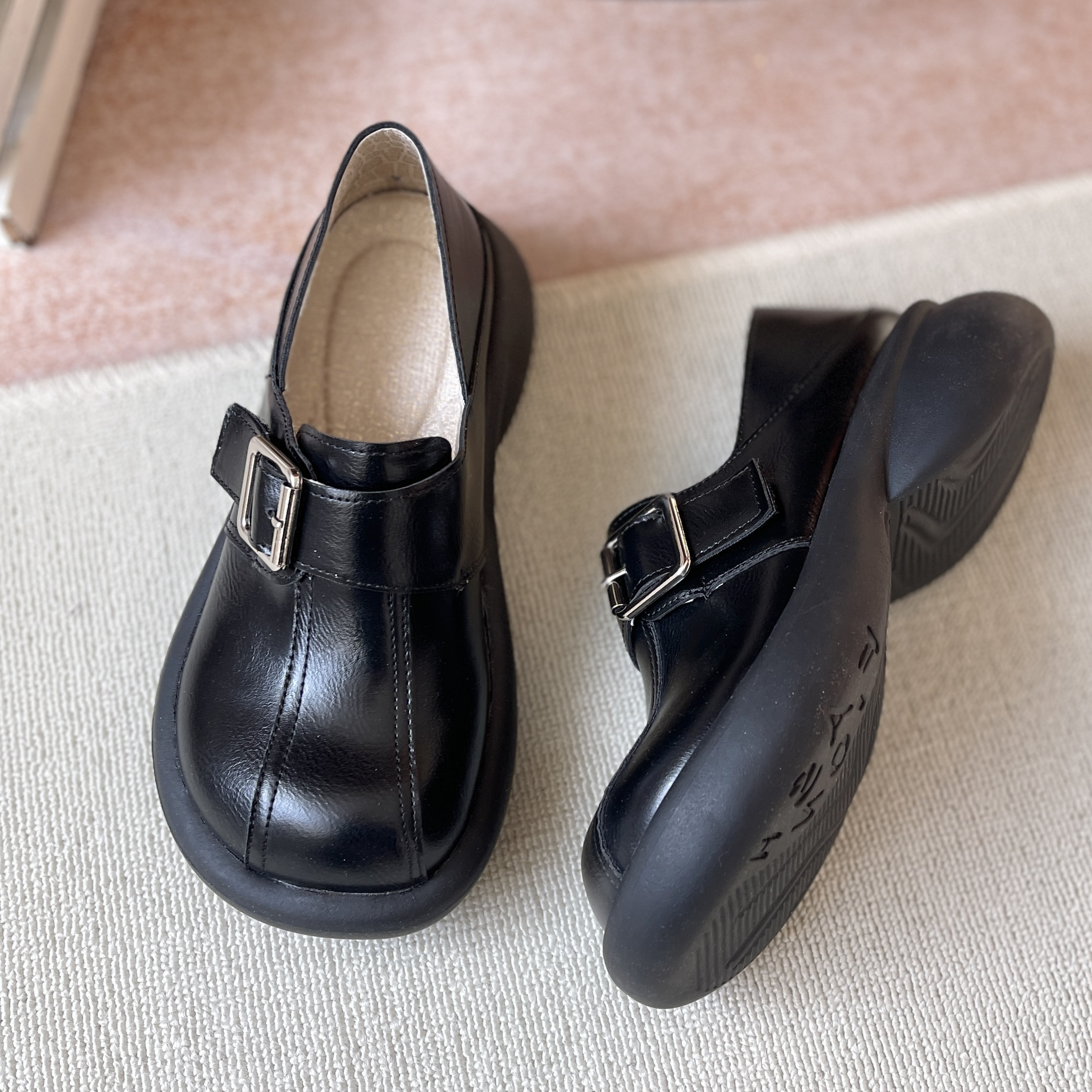 小皮鞋厚底松糕鞋增高大头鞋2025新款单鞋女可爱JK丑萌乐福鞋学院,淘宝优惠券,粉丝福利购,淘宝优惠卷