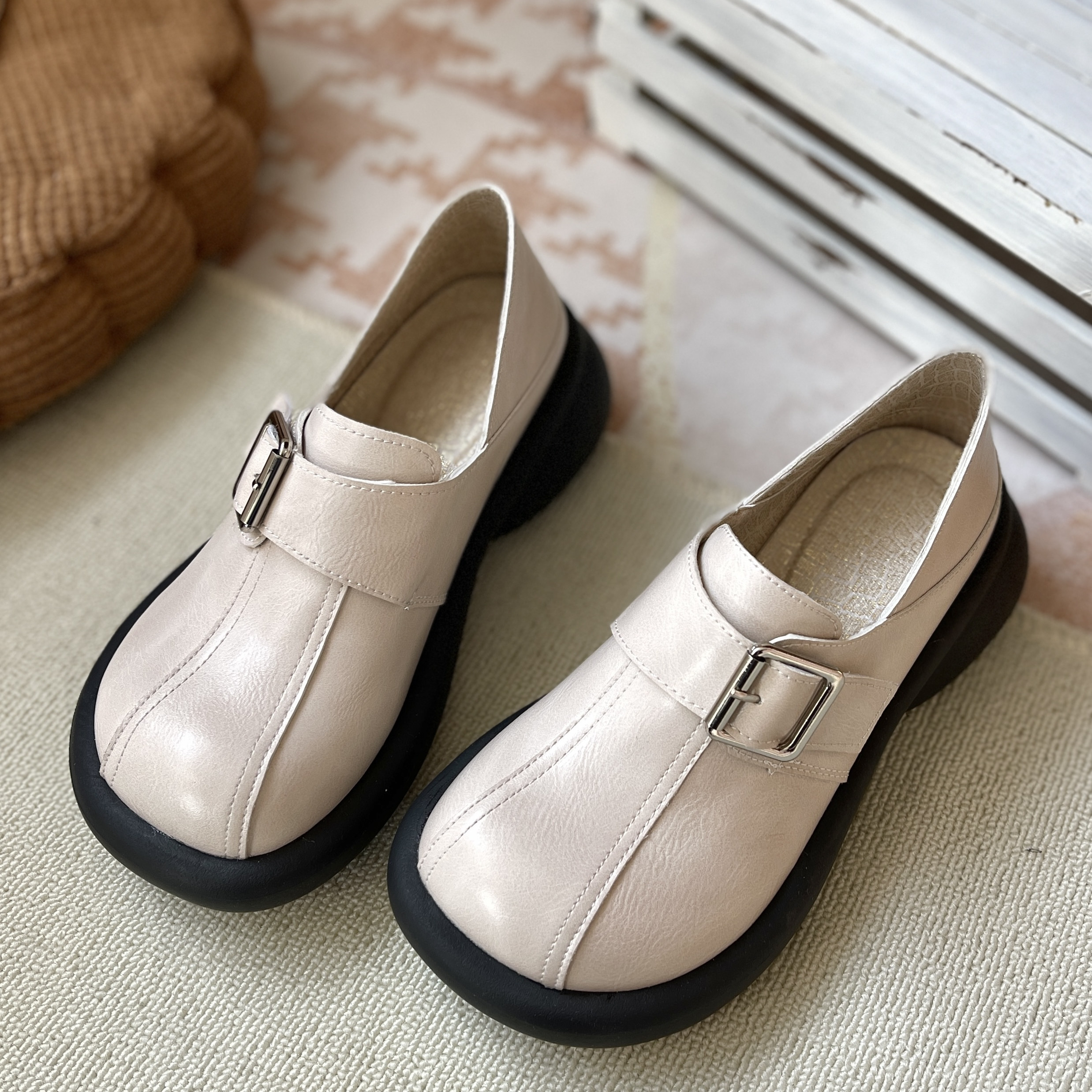 小皮鞋厚底松糕鞋增高大头鞋2025新款单鞋女可爱JK丑萌乐福鞋学院,淘宝优惠券,粉丝福利购,淘宝优惠卷