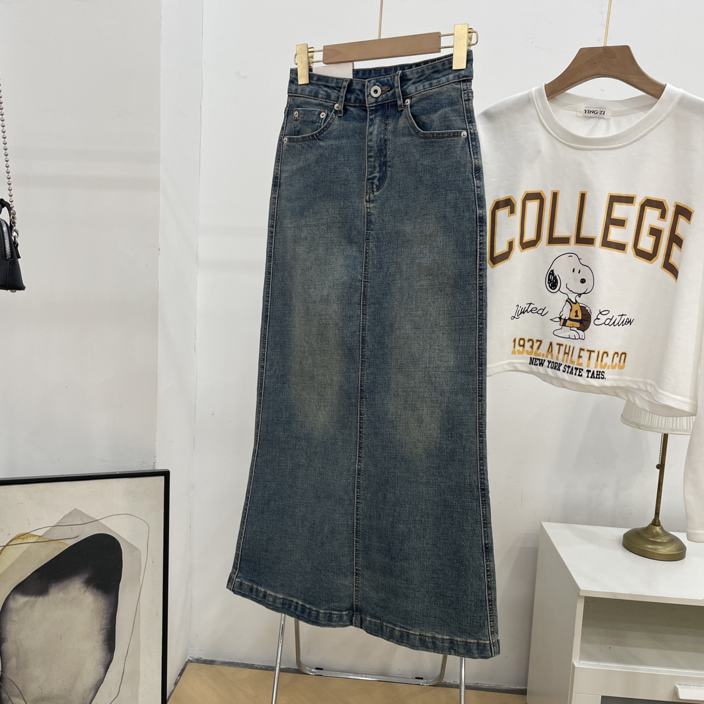 高腰显瘦时尚百搭裙子女秋季新款休闲宽松渐变牛仔裙J#28 - 图3