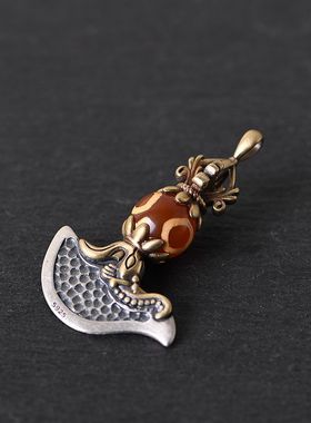 手工镶玛瑙复古吊坠念珠配饰男款