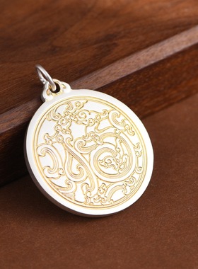 足银观音吊坠小众设计实心圆牌子