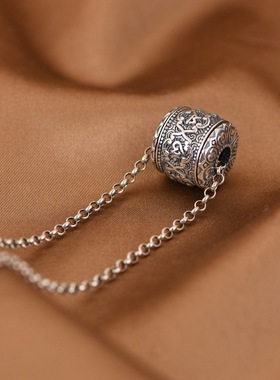 可转动吊坠梵文藏式锁骨链项链坠