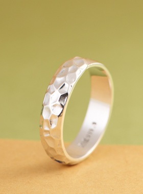 六字真言开口女款国风梵文银戒指