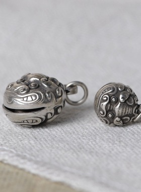 古银铺925纯银复古diy铃铛吞金兽