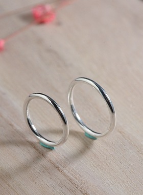 素圈指环银饰品实心戒指女款简约