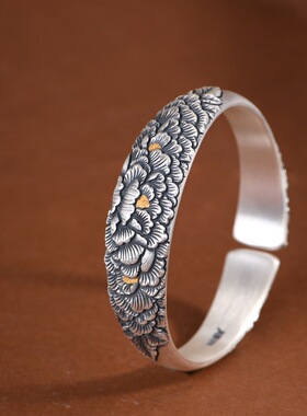 足银手镯复古民族风金银错银镯子