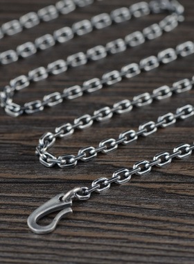 男款纯银项链古巴连太角链朋克男